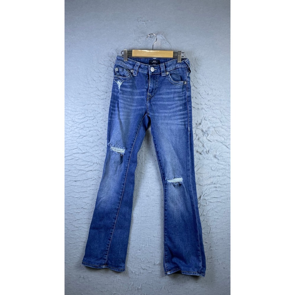 True Religion Becca Bootcut Jeans Womens 25 Blue Good Distressed Mid Rise
